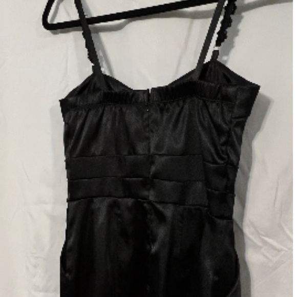 🔥Satin Corset Top Spaghetti Strap Black Mini Dress - Picture 6 of 7